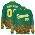 Custom Teal Varsity Full-Snap Sparkle-Effect Pattern Letterman Baseball Jacket