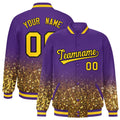 Custom Purple Varsity Full-Snap Sparkle-Effect Pattern Letterman Baseball Jacket