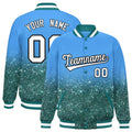 Custom Powder Blue Varsity Full-Snap Sparkle-Effect Pattern Letterman Baseball Jacket