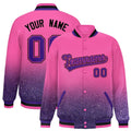 Custom Pink Varsity Full-Snap Sparkle-Effect Pattern Letterman Baseball Jacket