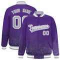 Custom Purple Varsity Full-Snap Sparkle-Effect Pattern Letterman Baseball Jacket