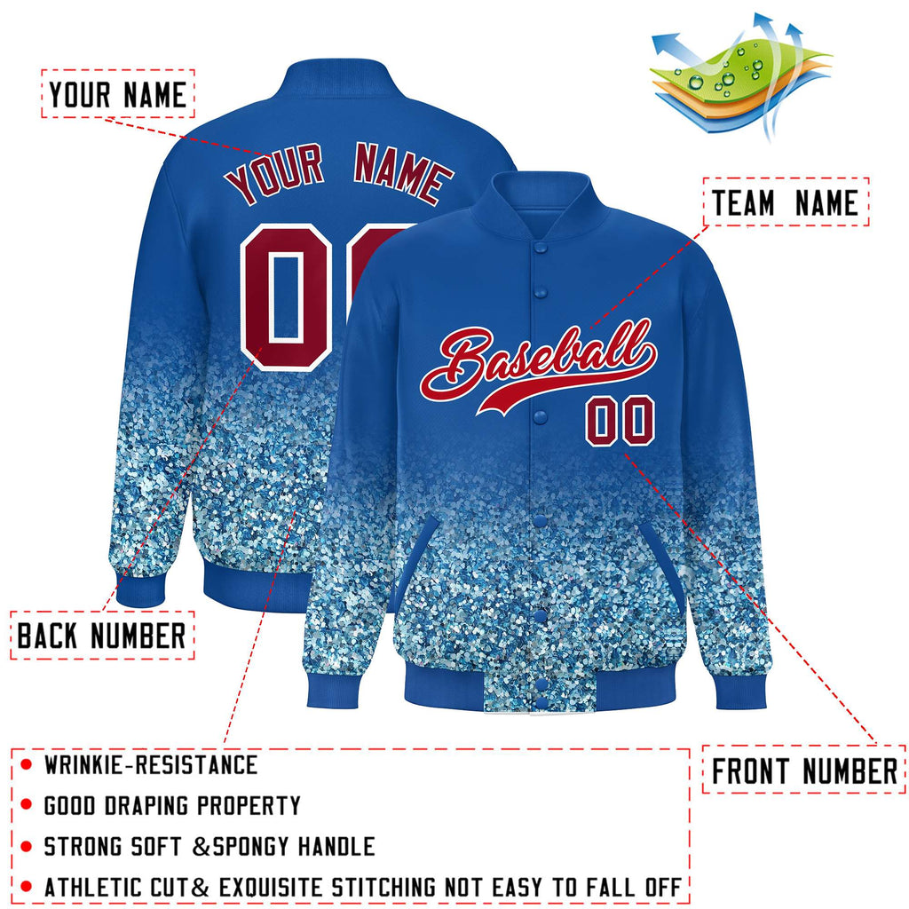 Custom Royal Varsity Full-Snap Sparkle-Effect Pattern Letterman Baseball Jacket