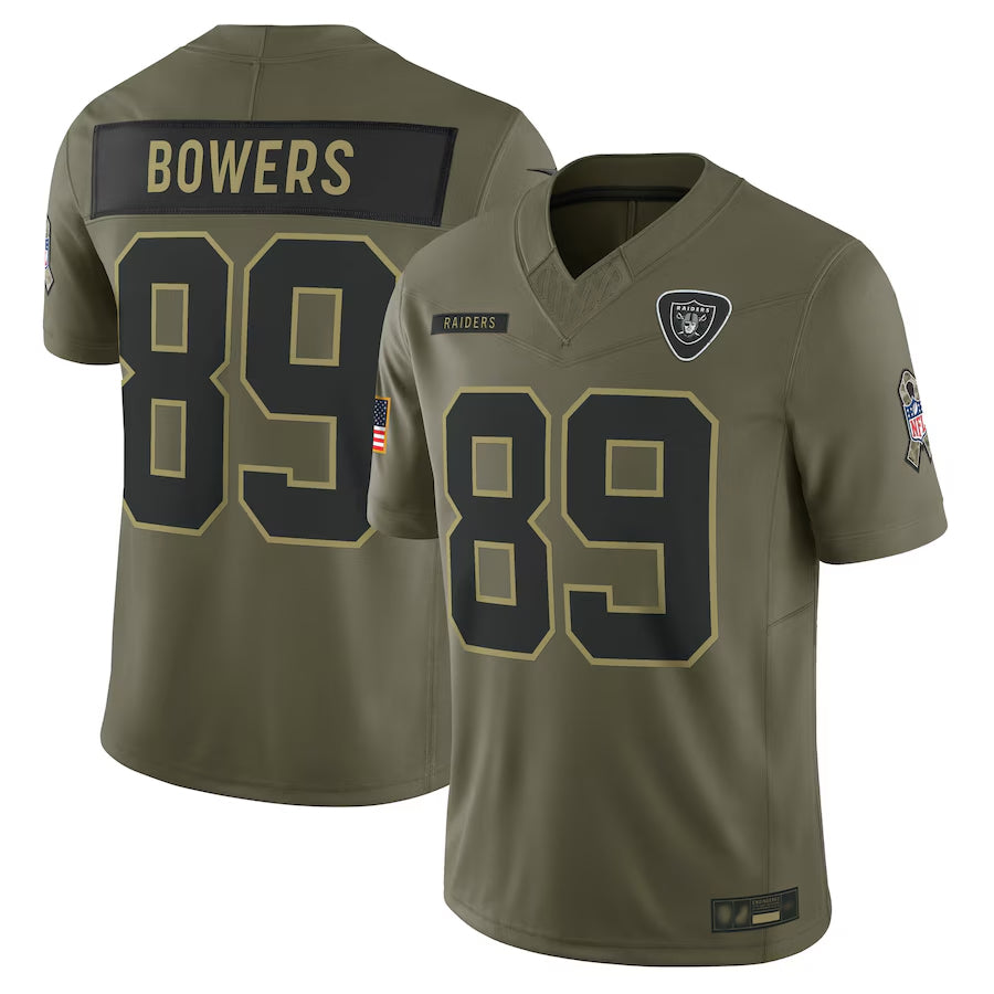 LV.Raiders #89 Brock Bowers Player Olive Salute to Service Limited Football Jerseys