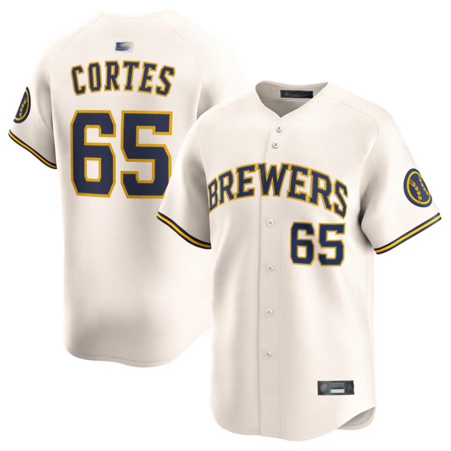 M.Brewers #65 Nestor Cortes Player Cream Home Limited Baseball Jerseys