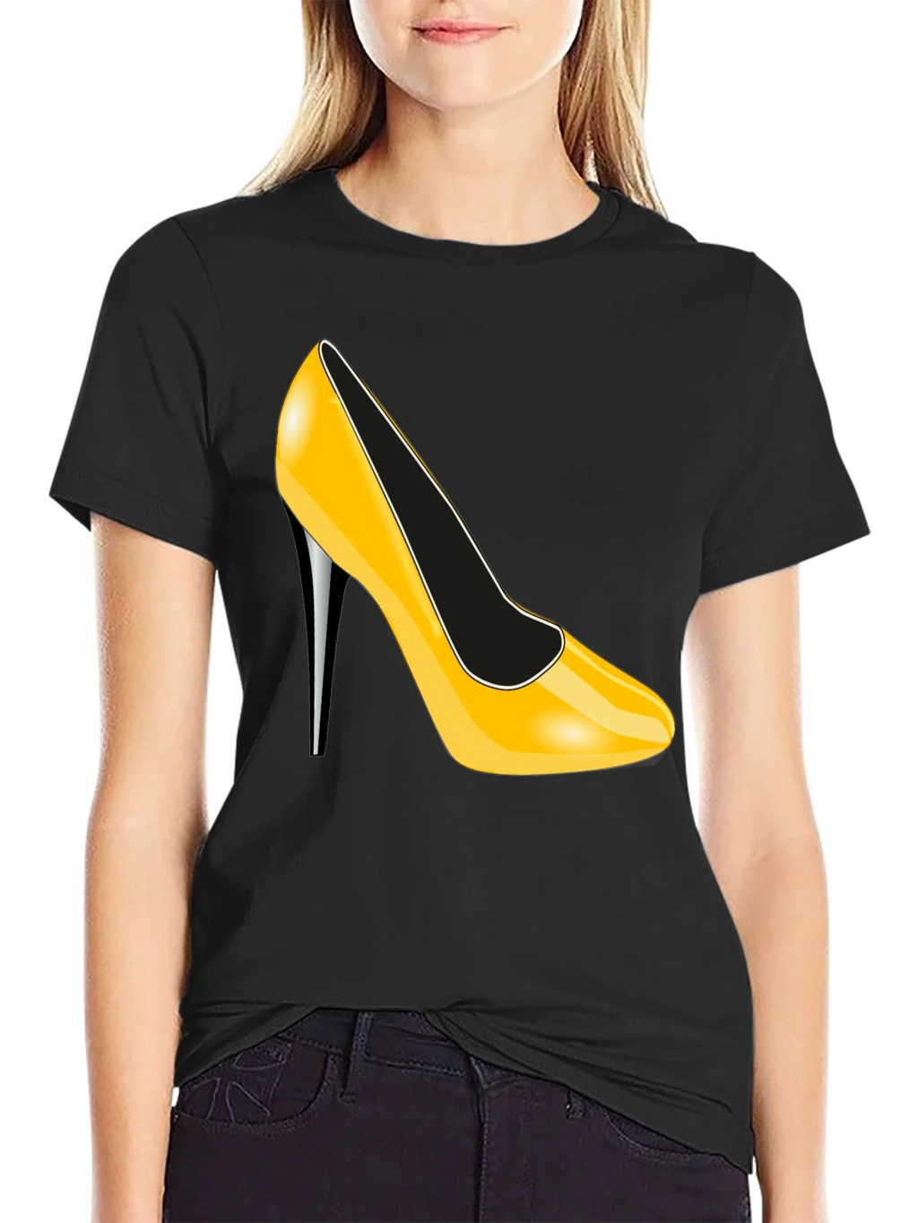 High Heel Graphic T-Shirt - Stylish Black Tee