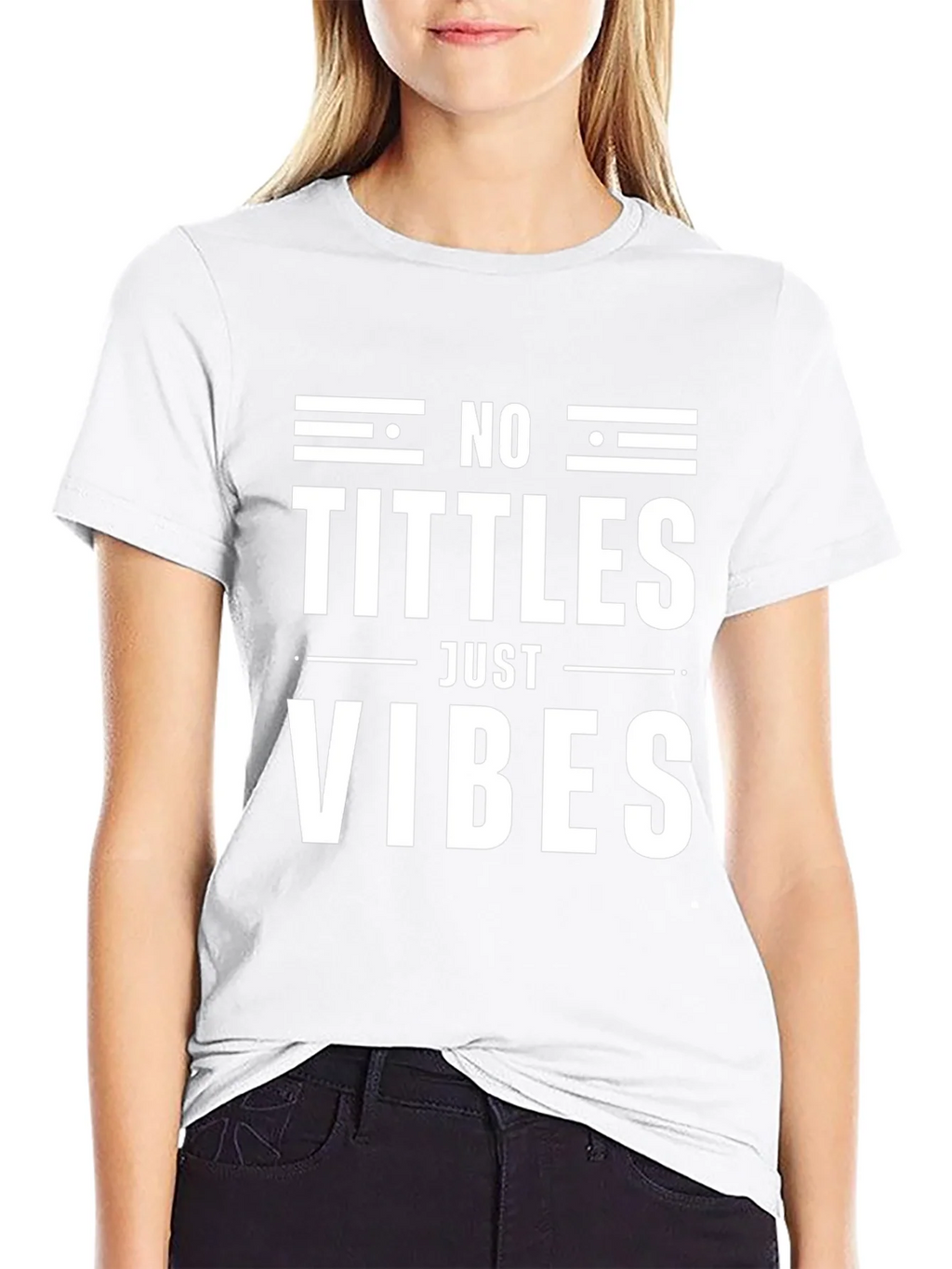 No Tittles Just Vibes Graphic Tee - Black