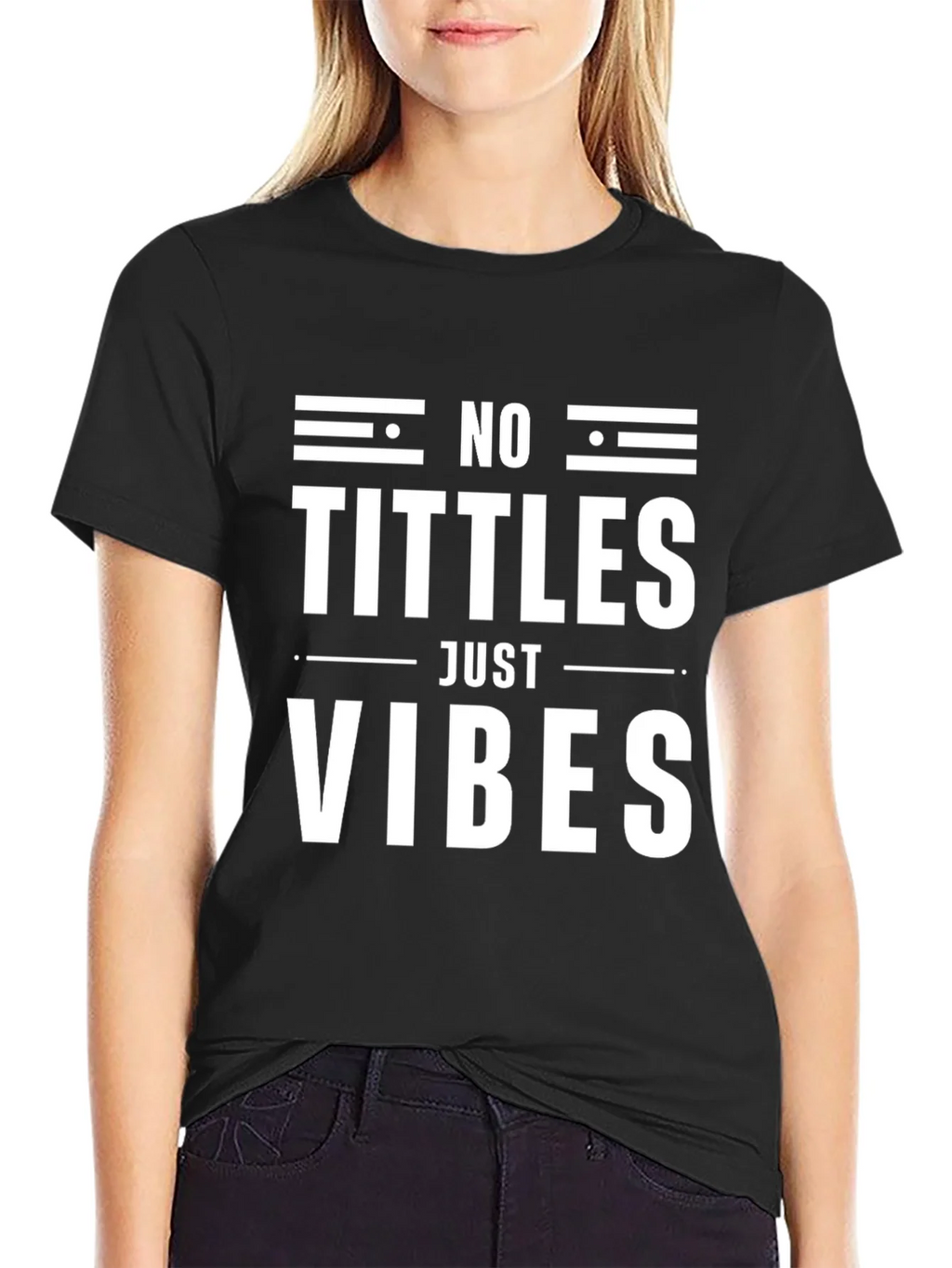 No Tittles Just Vibes Graphic Tee - Black