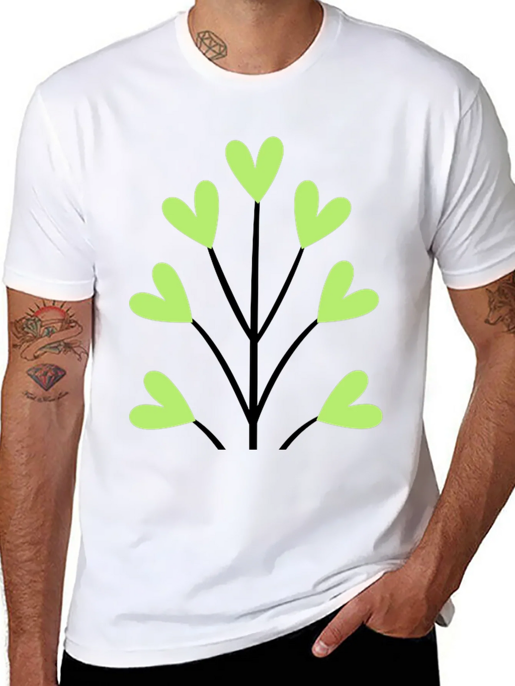 Heart Leaf Tee - Black Cotton T-Shirt