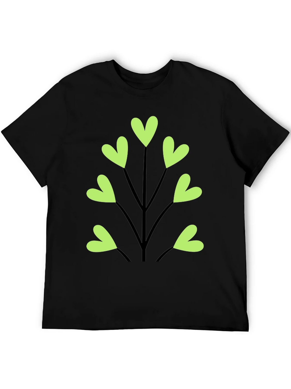 Heart Leaf Tee - Black Cotton T-Shirt