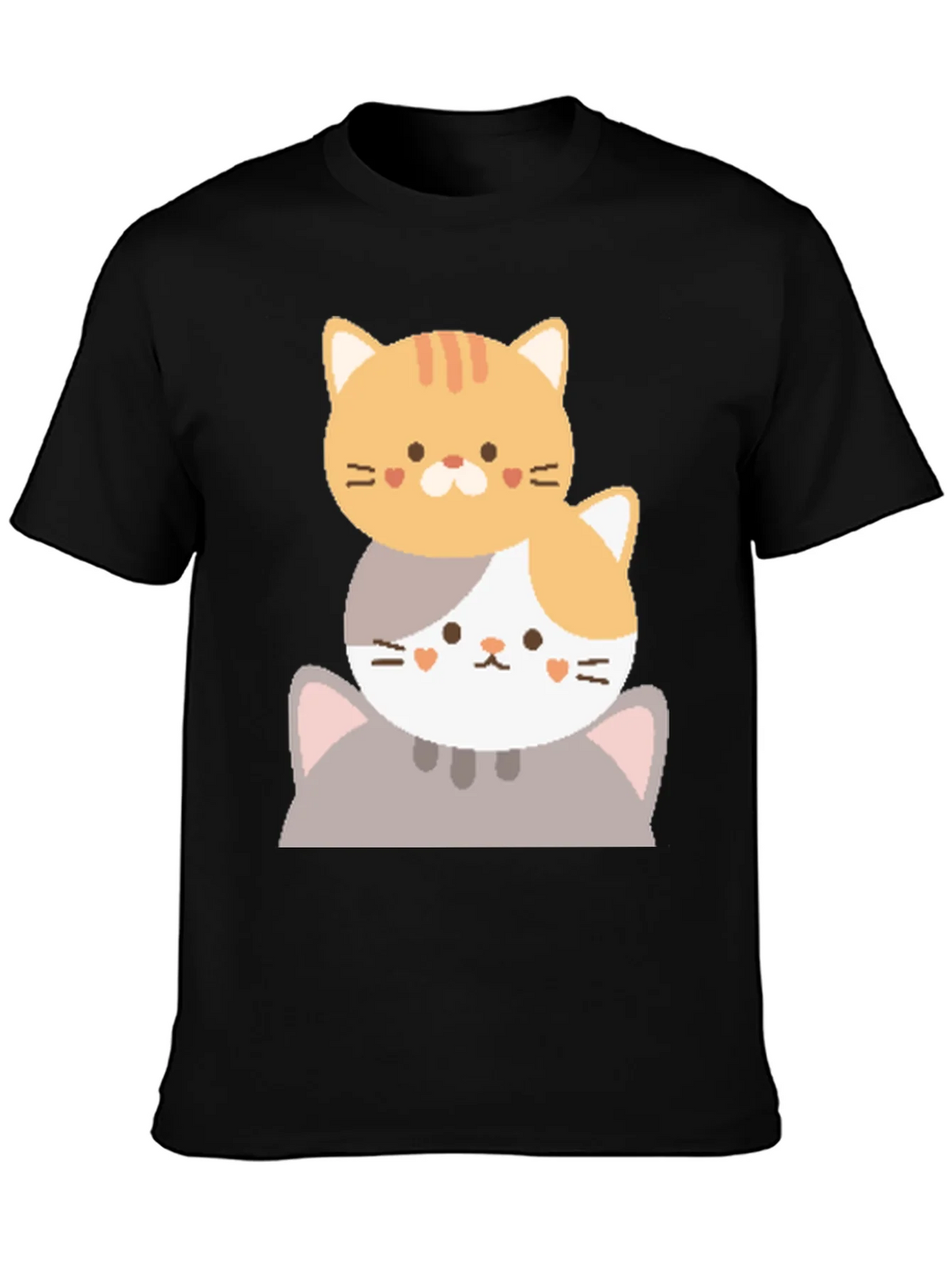 Cute Stacked Cats Graphic T-Shirt