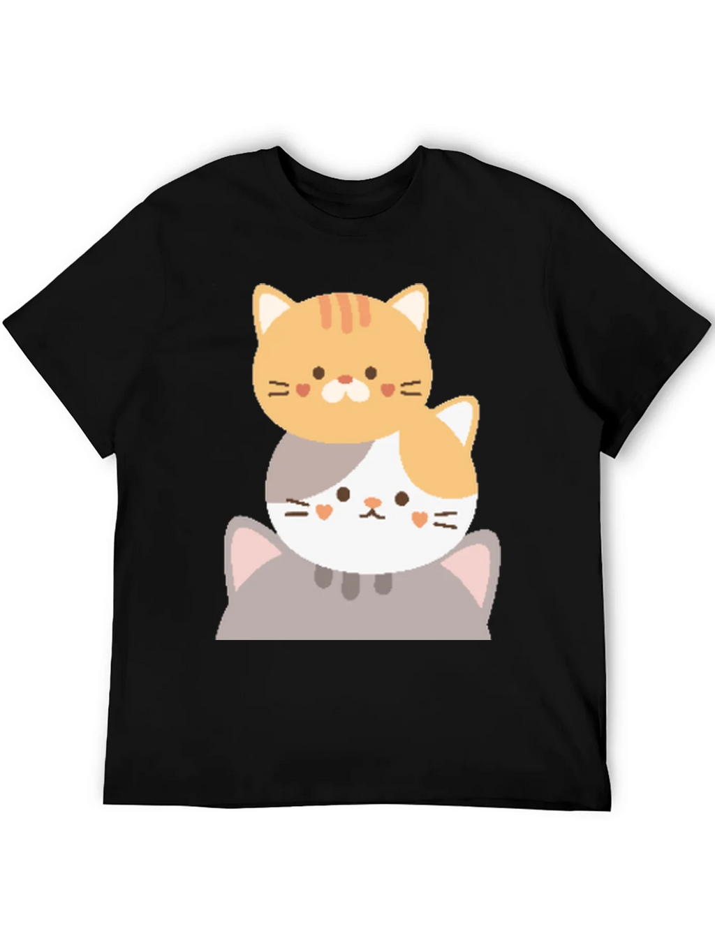 Cute Stacked Cats Graphic T-Shirt