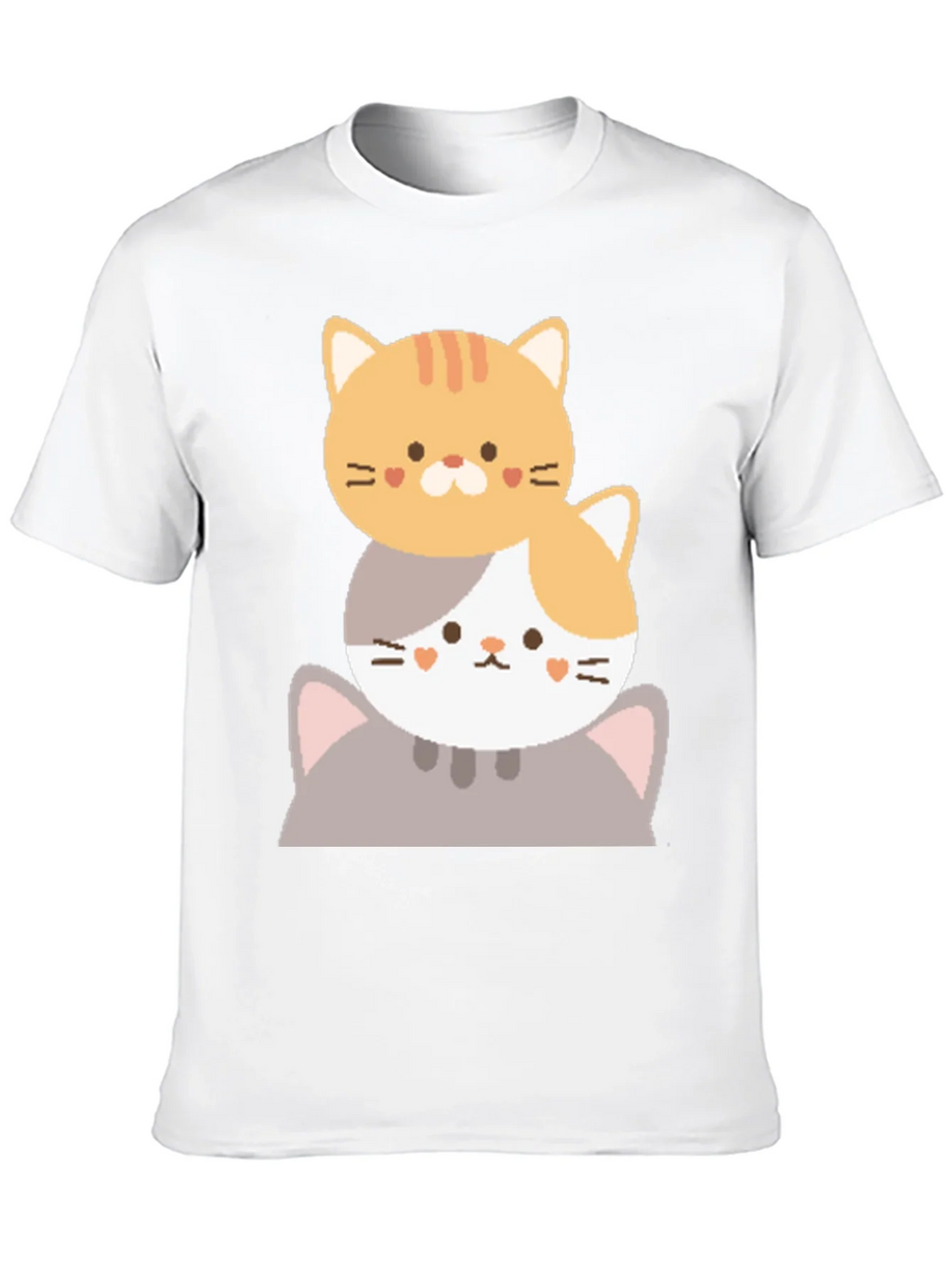 Cute Stacked Cats Graphic T-Shirt