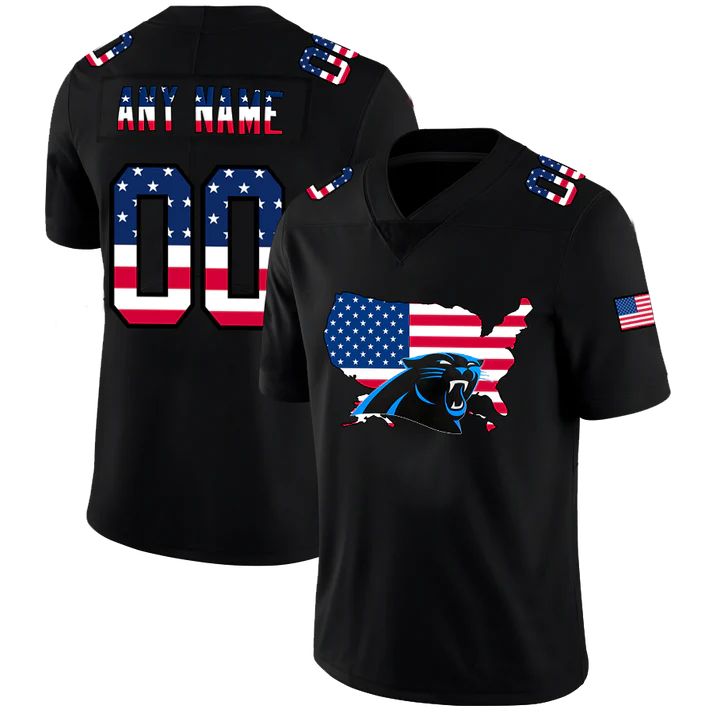 Custom1 Carolina Panthers Football Black Limited Fashion Flag American Stitched Jersey1 Football Jerseys