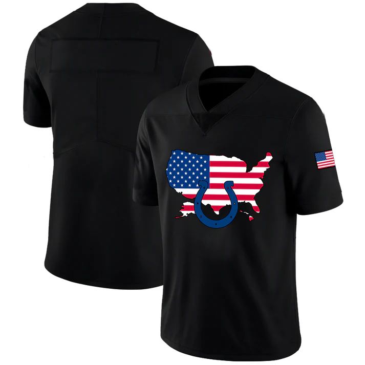 Custom1 Indianapolis Colts Football Black Limited Fashion Flag Stitched American Football Jerseys