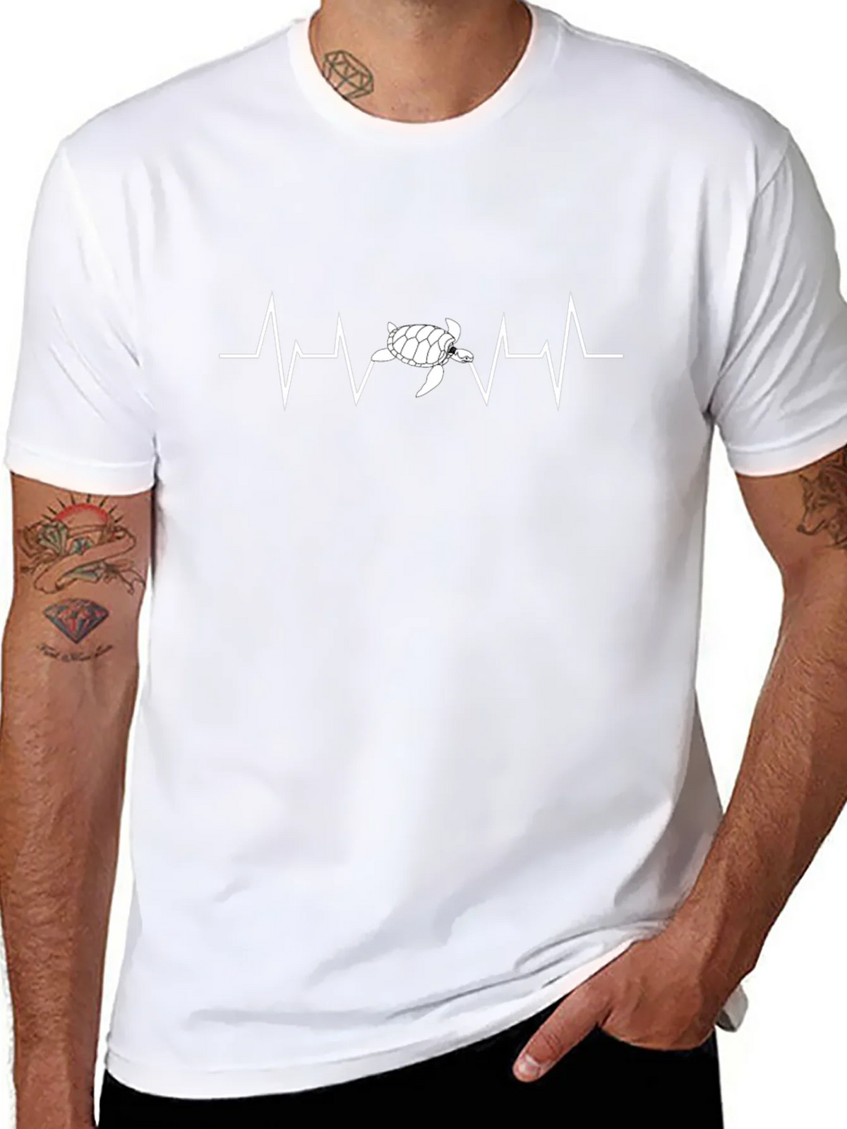 Turtle Heartbeat Graphic Tee - Eco-Friendly Style