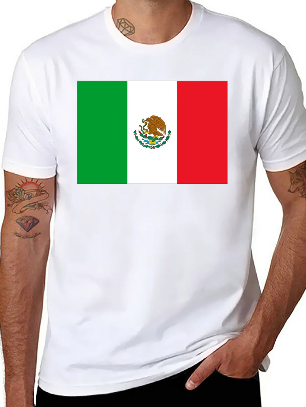 Mexican Flag Graphic Black T-Shirt
