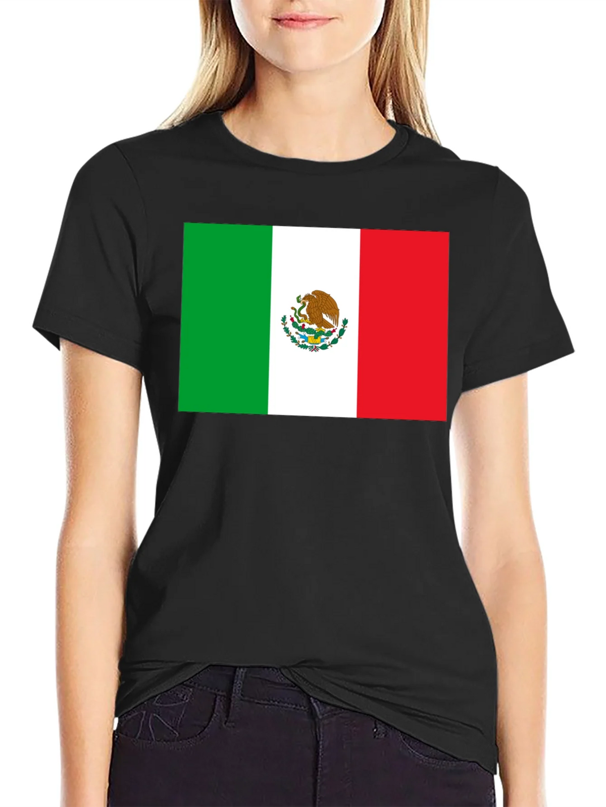 Mexican Flag Graphic Black T-Shirt