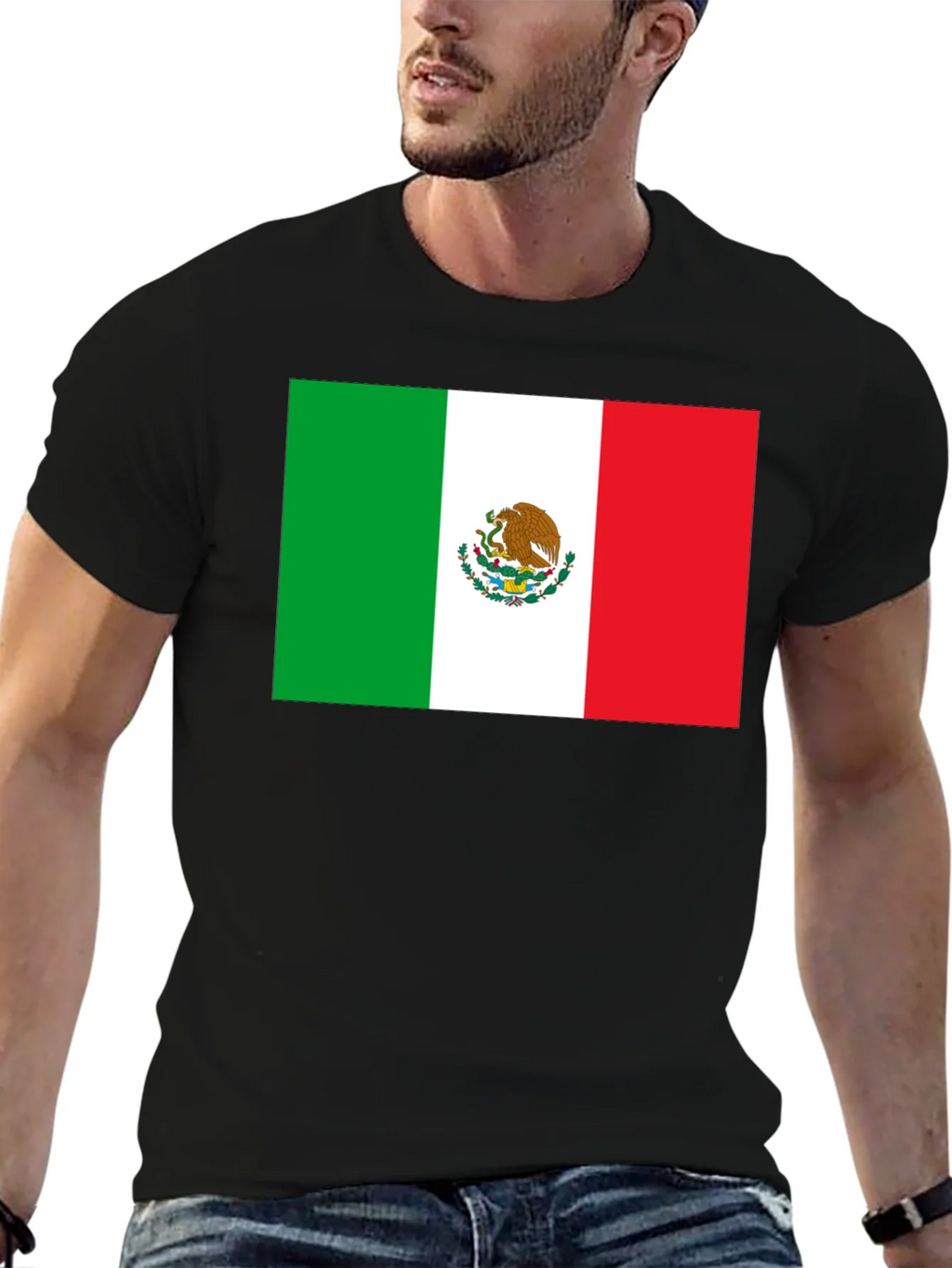 Mexican Flag Graphic Black T-Shirt