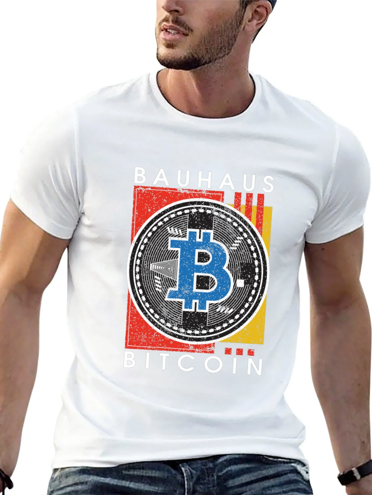 Bauhaus Bitcoin Graphic T-Shirt - Modern Crypto Tee