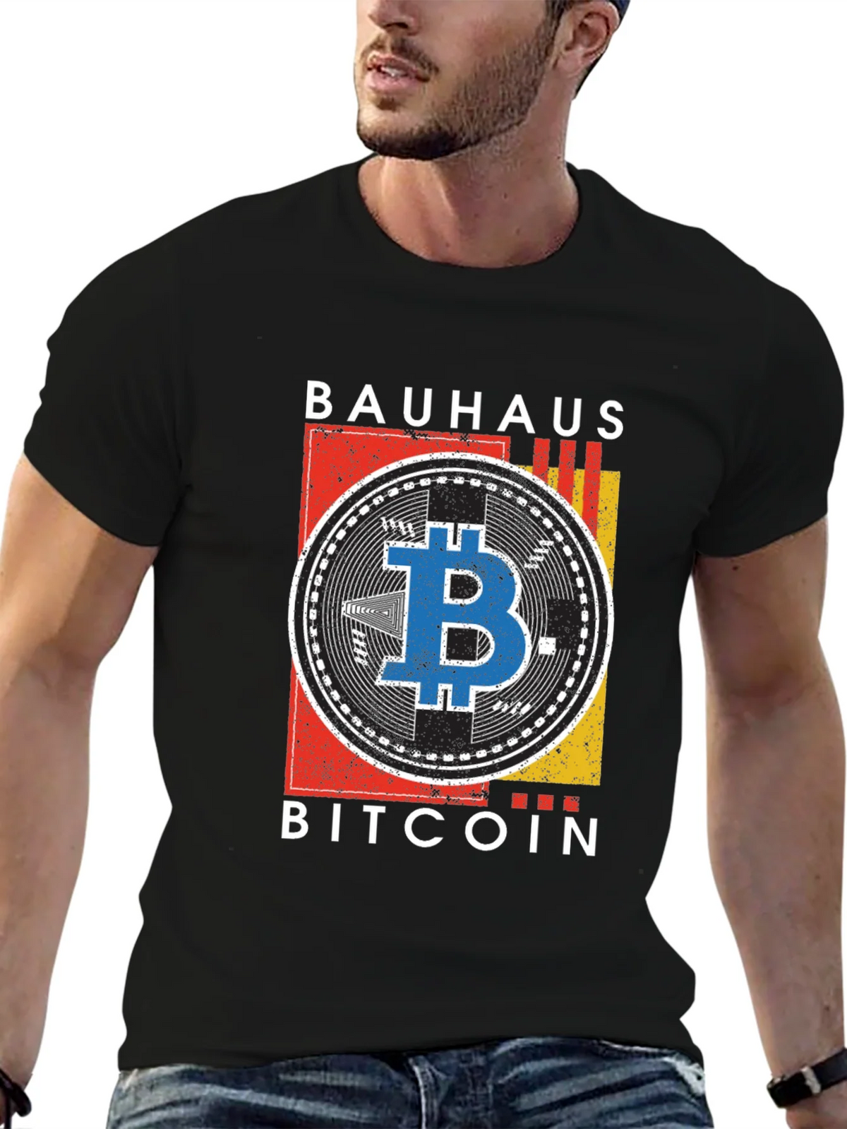 Bauhaus Bitcoin Graphic T-Shirt - Modern Crypto Tee