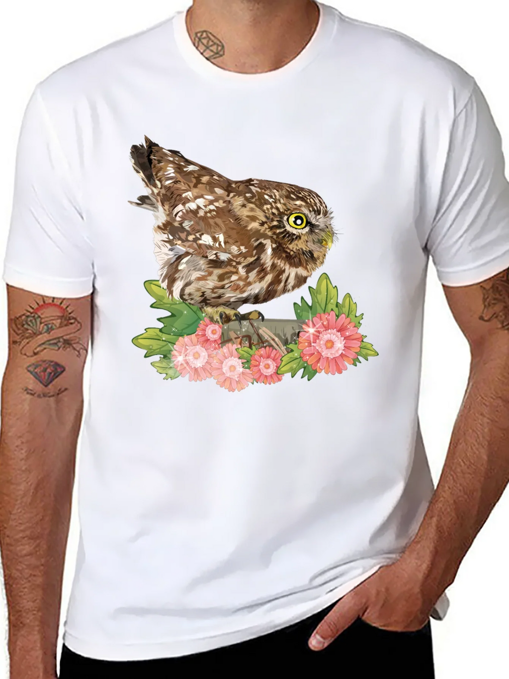 Owl & Floral Print Tee