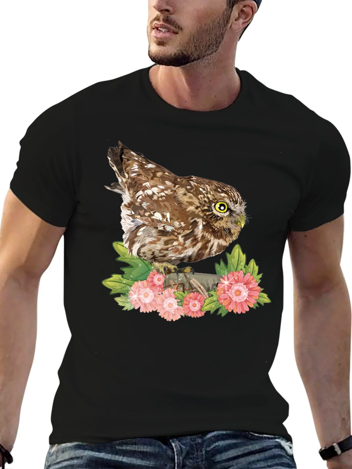 Owl & Floral Print Tee