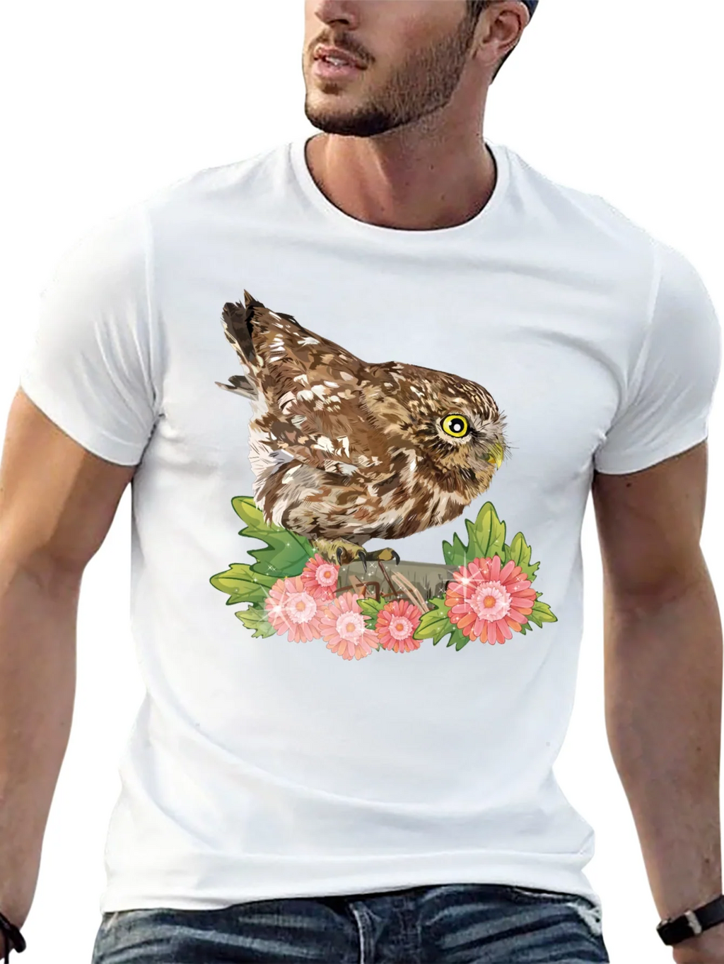 Owl & Floral Print Tee
