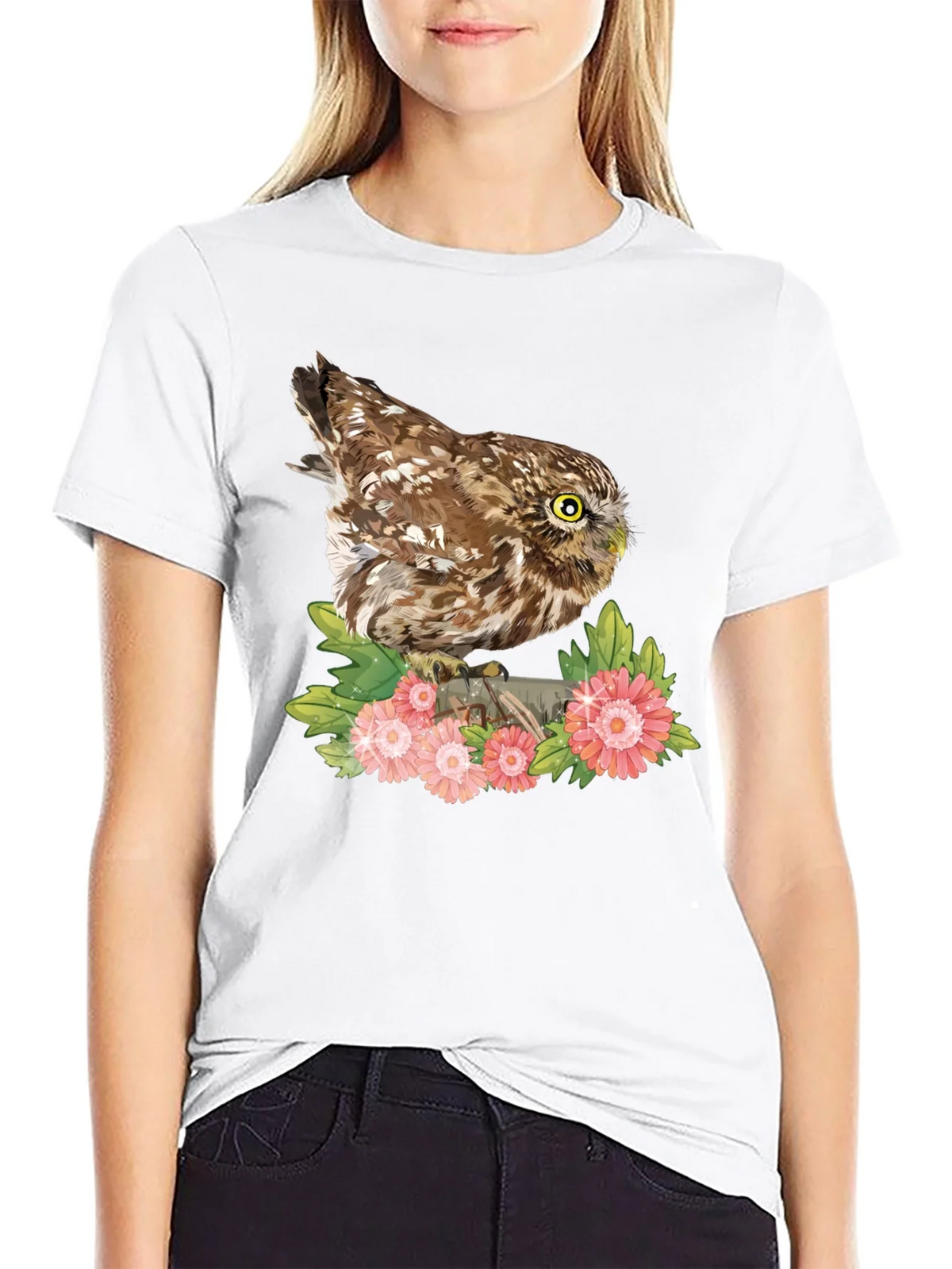 Owl & Floral Print Tee