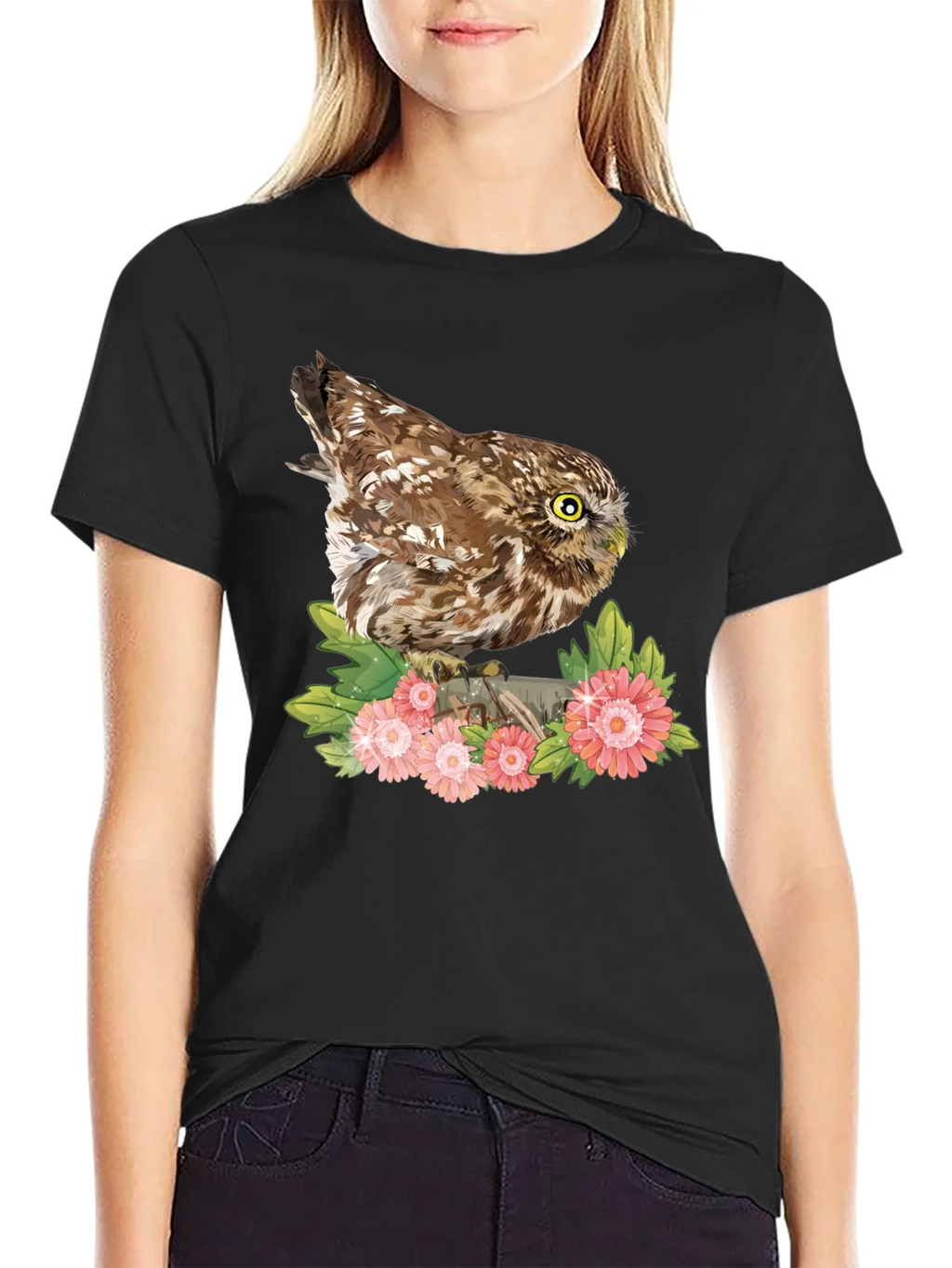 Owl & Floral Print Tee