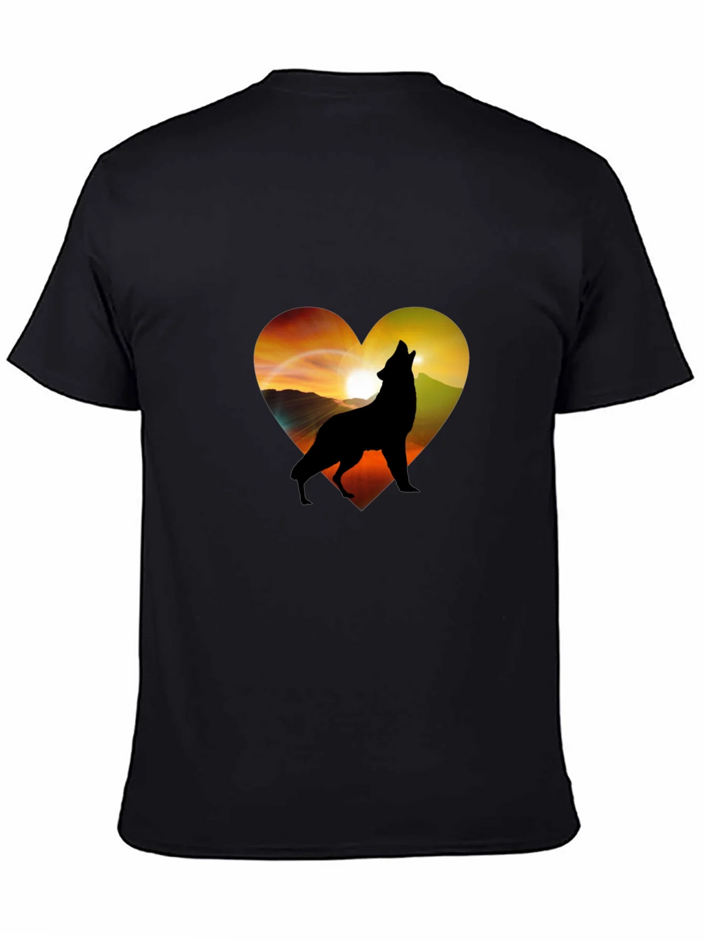 Wolf Heart Graphic T-Shirt - Mens Black Tee