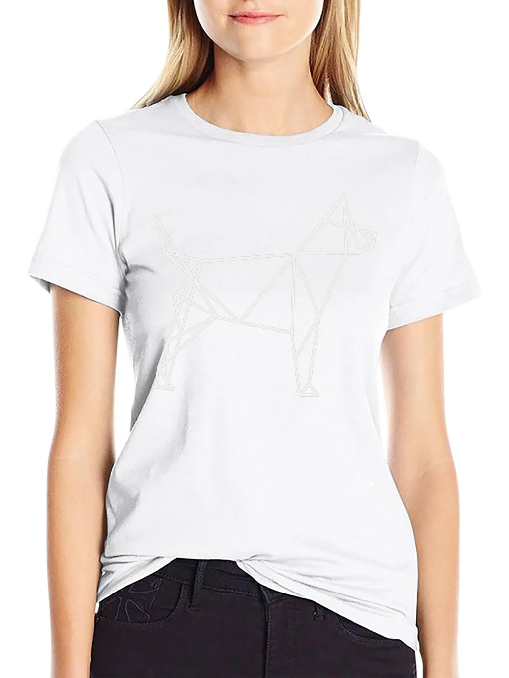 Geometric Dog Graphic Black T-Shirt
