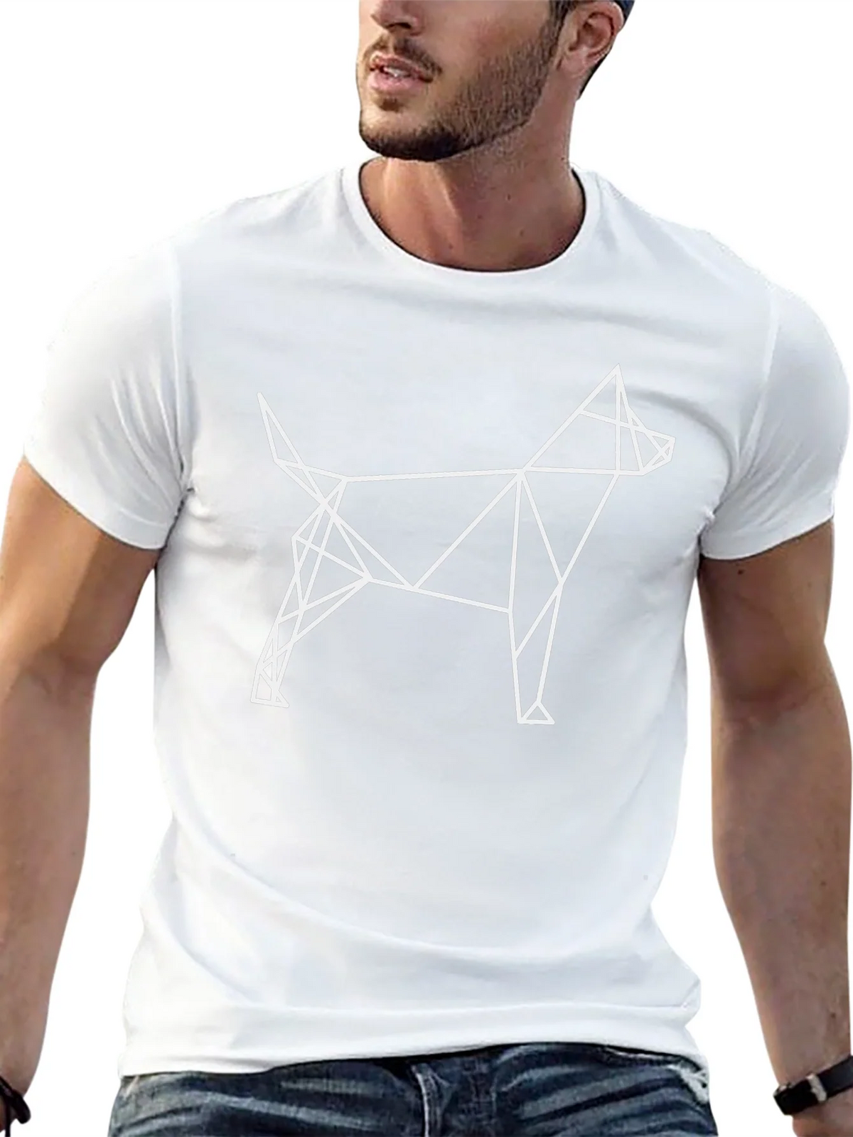 Geometric Dog Graphic Black T-Shirt