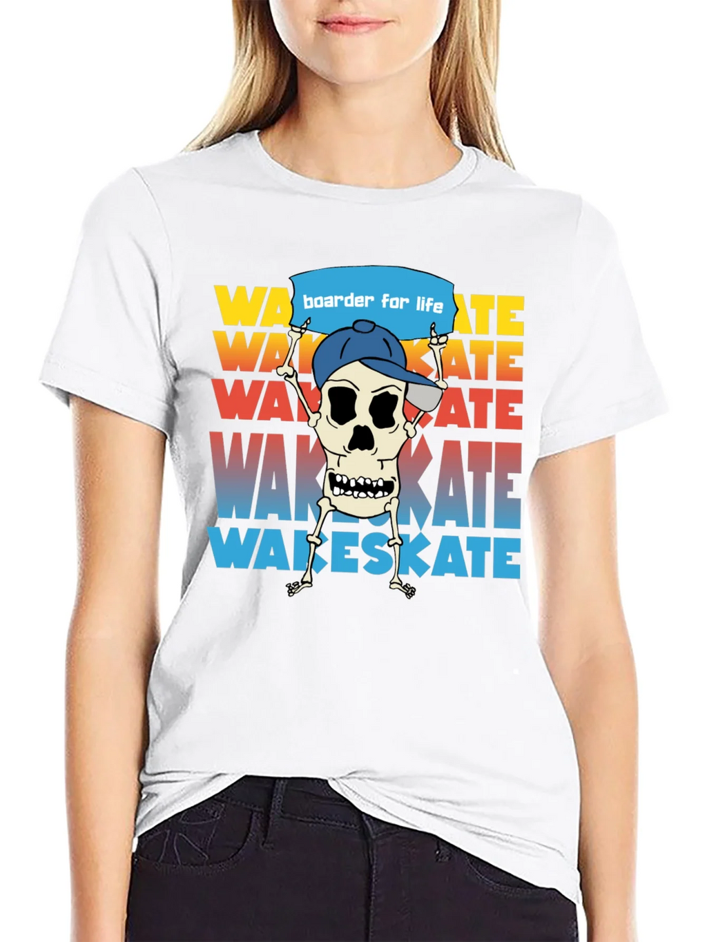 Wake Skate Skeleton Graphic T-Shirt