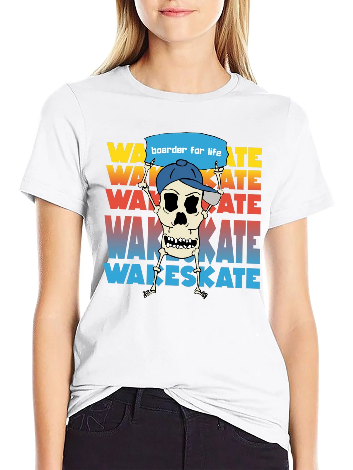 Wake Skate Skeleton Graphic T-Shirt