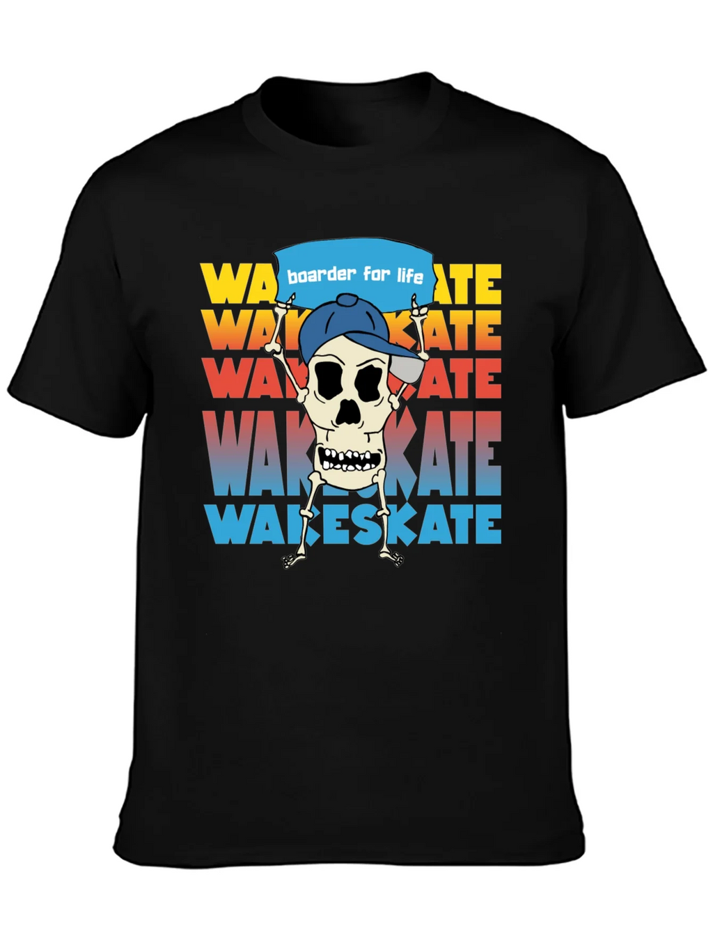 Wake Skate Skeleton Graphic T-Shirt
