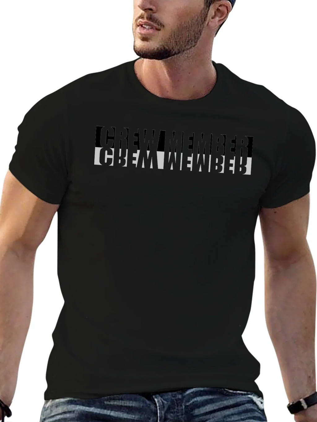 Crew Member Graphic Tee - Black Crew Neck T-Shirt
