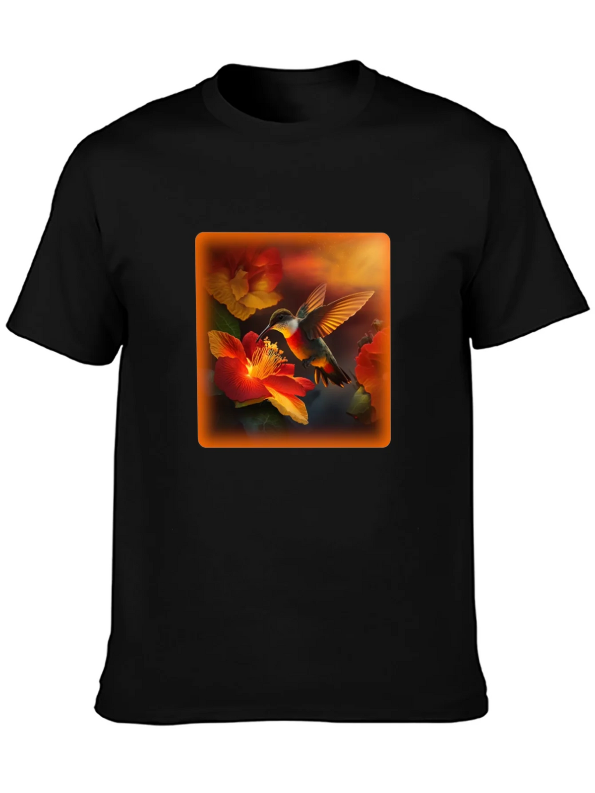 Hummingbird Floral Graphic Tee - Black