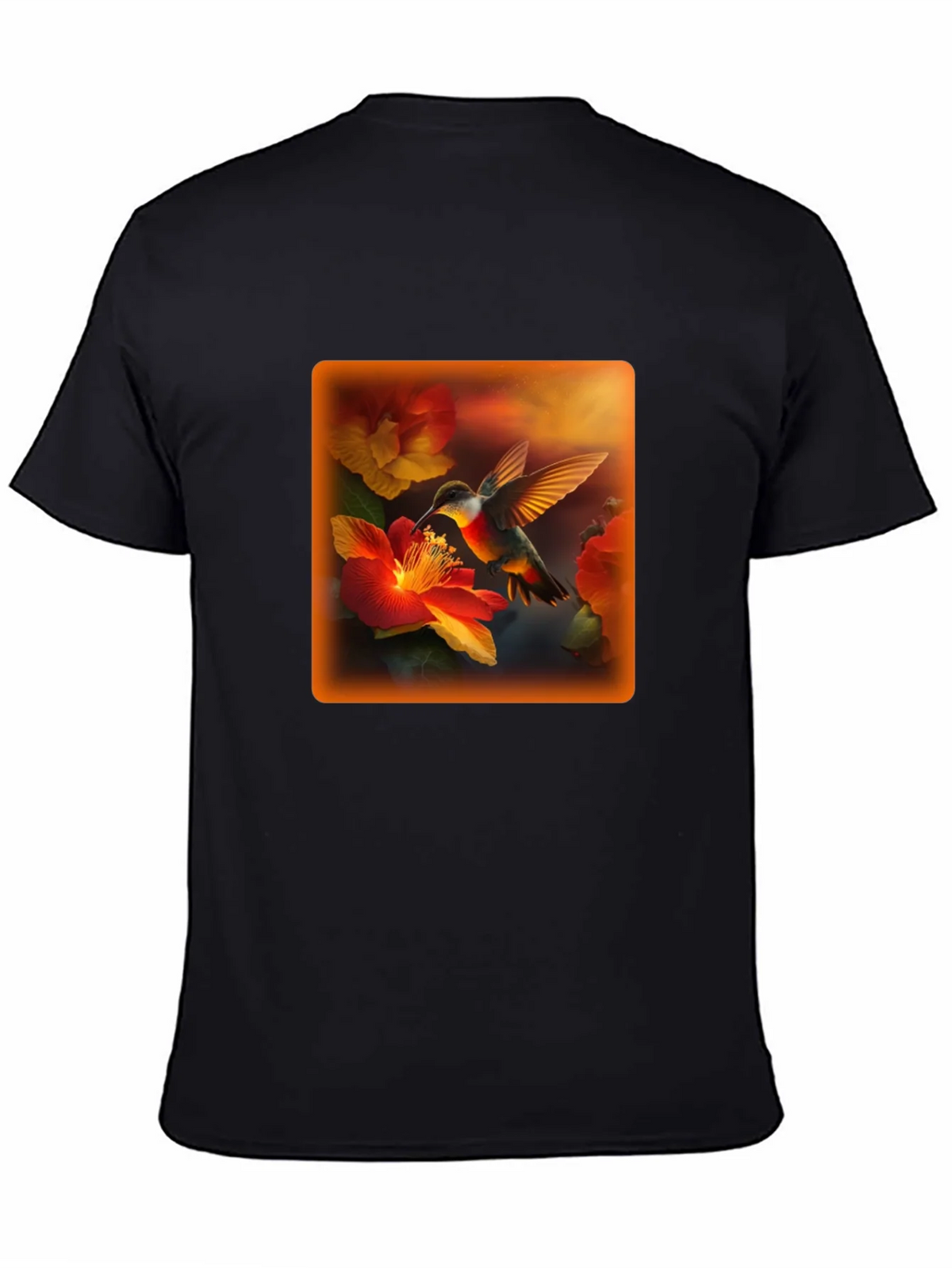 Hummingbird Floral Graphic Tee - Black