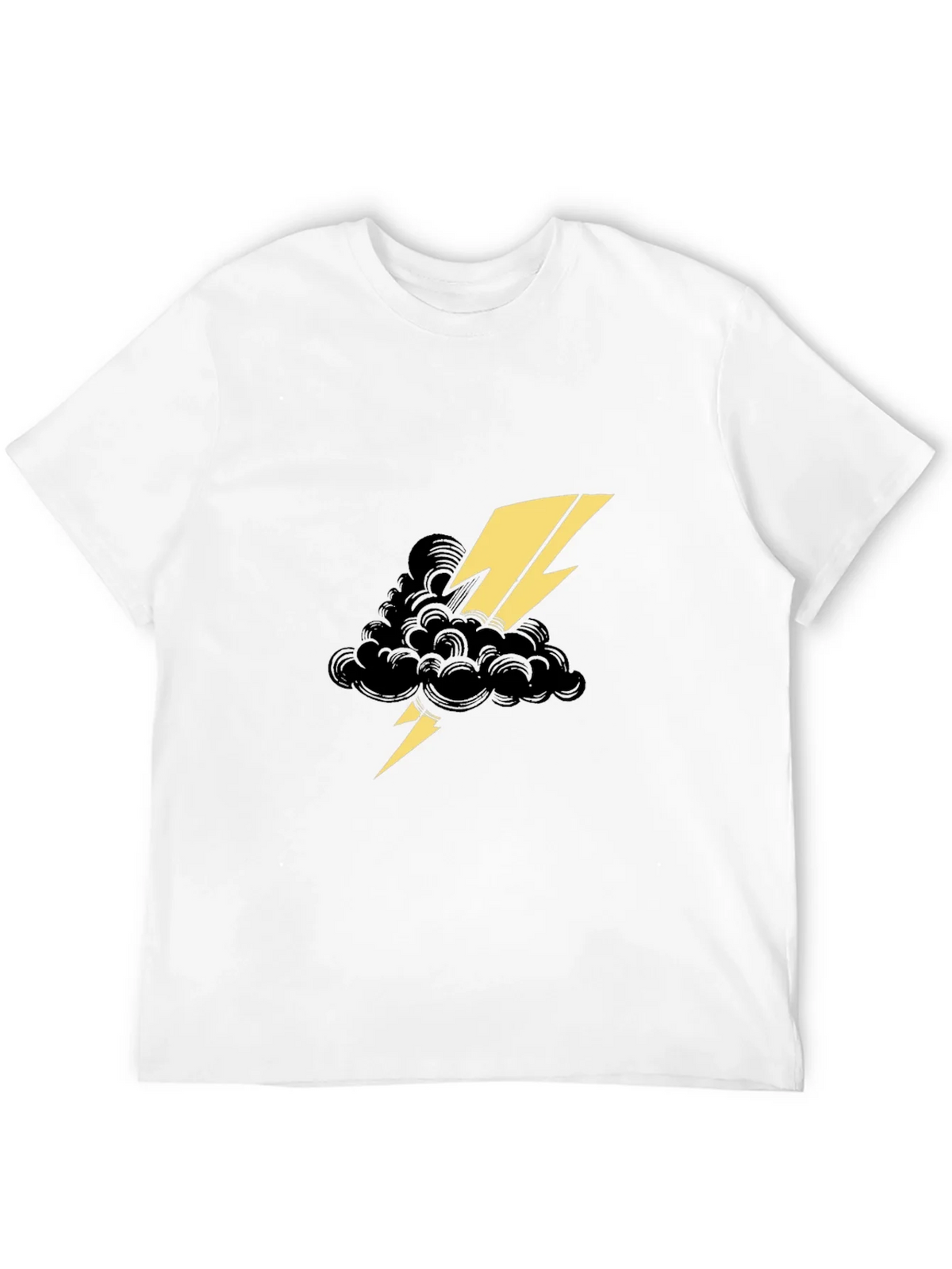 Black Tee with Lightning Cloud Graphic